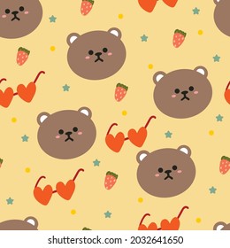 Seamless pattern with cute cartoon animals for fabric print, textile, gift wrapping paper. colorful vector for textile, flat style