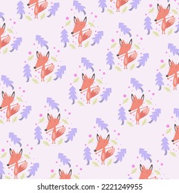 Seamless pattern with cute cartoon animals perfect for kids clothes design and decoration