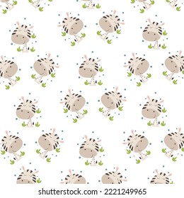 Seamless pattern with cute cartoon animals perfect for kids clothes design and decoration