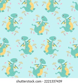 Seamless pattern with cute cartoon animals perfect for wallpaper