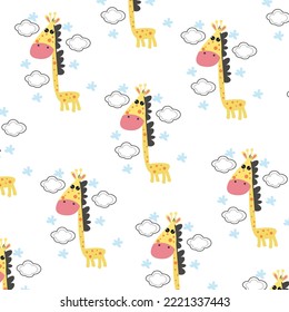 Seamless pattern with cute cartoon animals perfect for wallpaper
