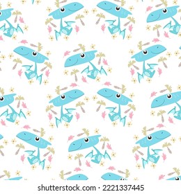 Seamless pattern with cute cartoon animals perfect for wallpaper