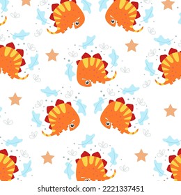 Seamless pattern with cute cartoon animals perfect for wallpaper
