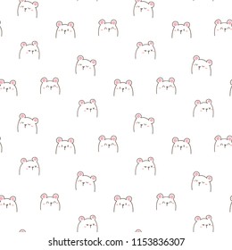 Seamless Pattern of Cute Cartoon Bear Face Design on White Background