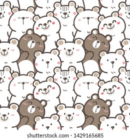 Seamless Pattern with Cute Cartoon Bear Illustration Design