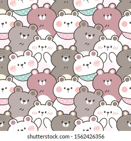 Seamless Pattern of Cute Cartoon Bear Illustration Design