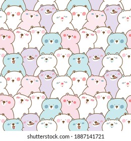 Seamless Pattern of Cute Cartoon Bear Illustration Design