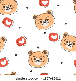 Seamless pattern with cute cartoon bear for fabric print, textile, gift wrapping paper. colorful vector for kids, flat style