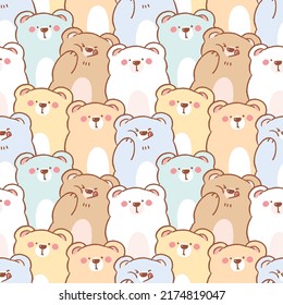 Seamless Pattern of Cute Cartoon Bear Illustration Design