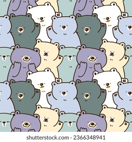 Seamless Pattern of Cute Cartoon Bear Illustration