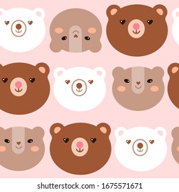 Seamless pattern of cute cartoon bears