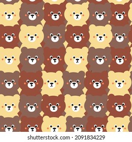 Seamless pattern cute cartoon of bears. cute wallpaper for kids, fabric print and gift wrapping paper