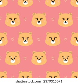 Seamless pattern with cute cartoon bears, for fabric prints, textiles, gift wrapping paper. colorful vector for children, flat style