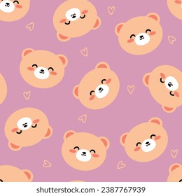 Patrón sin inconvenientes con osos de dibujos animados bonitos, para impresiones de tela, textiles, papel de envoltura de regalo. vector colorido para niños, de estilo plano