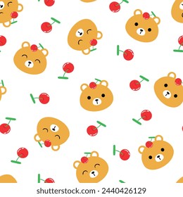 Patrón sin costura con los osos tiernos de la historieta para la impresión de la tela, textil, papel de envoltura del regalo. vector colorido de los niños, estilo plano