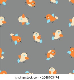 Seamless pattern of the cute cartoon birds