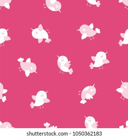 Seamless pattern of the cute cartoon birds