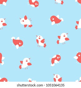 Seamless pattern of the cute cartoon birds