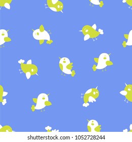 Seamless pattern of the cute cartoon birds