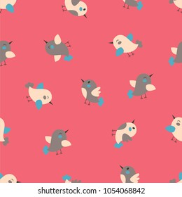 Seamless pattern of the cute cartoon birds