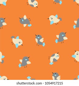 Seamless pattern of the cute cartoon birds