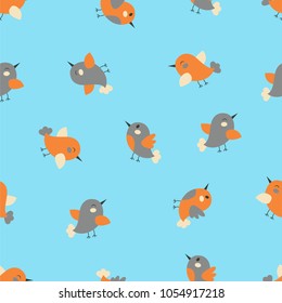 Seamless pattern of the cute cartoon birds