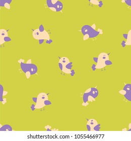 Seamless pattern of the cute cartoon birds