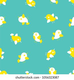 Seamless pattern of the cute cartoon birds