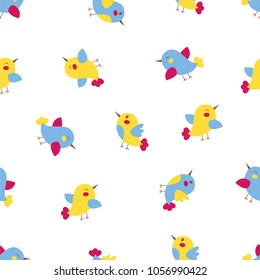 Seamless pattern of the cute cartoon birds