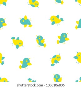 Seamless pattern of the cute cartoon birds