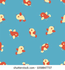 Seamless pattern of the cute cartoon birds