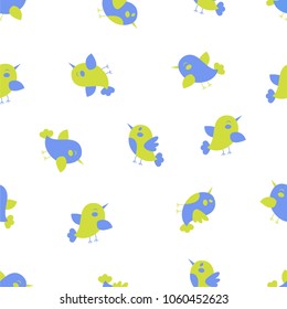 Seamless pattern of the cute cartoon birds