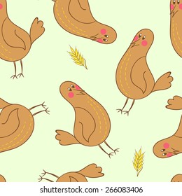 Seamless pattern with cute cartoon birds. Background for your design. Vector illustration.