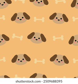 Seamless pattern with cute cartoon brown dogs, for fabric prints, textiles, gift wrapping paper. children's flat and colorful style