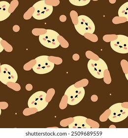 Seamless pattern with cute cartoon brown dogs, for fabric prints, textiles, gift wrapping paper. children's flat and colorful style