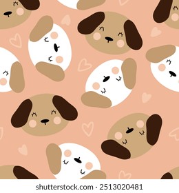 Seamless pattern with cute cartoon brown dogs for fabric prints, textiles, gift wrapping paper. children's flat and colorful style