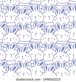 Seamless Pattern of Cute Cartoon Bunny Illustration Design