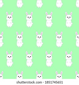 Seamless pattern with cute cartoon bunny . Vector illustration.
