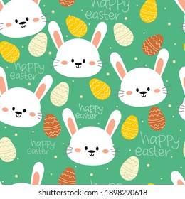 Seamless pattern with cute cartoon bunny and egg, easter day, for fabric print, textile, gift wrapping paper. colorful vector for kids, flat style
