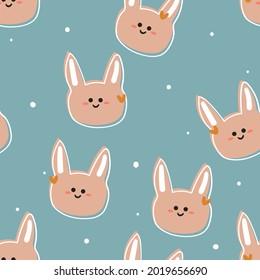 Seamless pattern with cute cartoon bunny for fabric print, textile, gift wrapping paper. colorful vector for textile, flat style