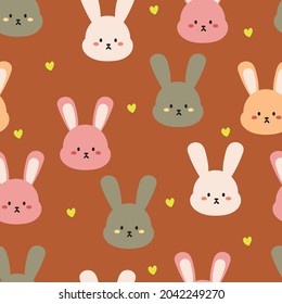 Seamless pattern with cute cartoon bunny for fabric print, textile, gift wrapping paper. colorful vector for textile, flat style