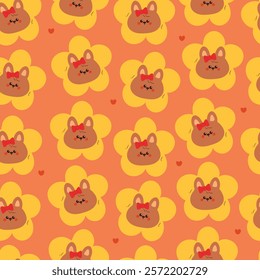 seamless pattern cute cartoon bunny. cute animal drawing for wallpaper, pattern, background