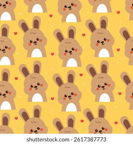 seamless pattern cute cartoon bunny. cute animal drawing for wallpaper and background