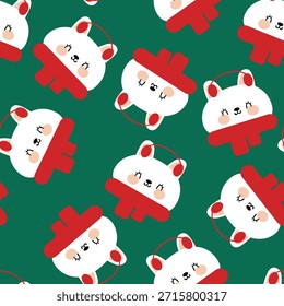 Conejito lindo de la historieta del modelo inconsútil con el elemento de las Navidades para las Navidades y el Fondo de pantalla de invierno y el papel de envoltura del regalo