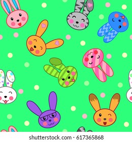 Seamless pattern with cute cartoon bunny. Baby pattern. 