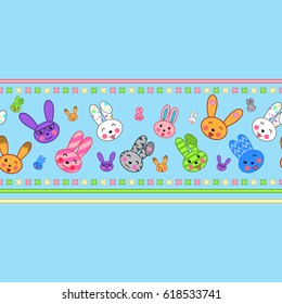 Seamless pattern with cute cartoon bunny. Baby pattern. 