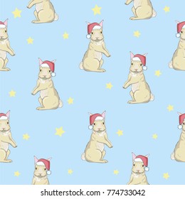 Seamless pattern with cute cartoon bunny and carrot. Baby pattern.
