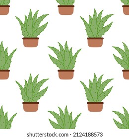 Seamless pattern with cute cartoon cactus. Vector illustration, isolated on a white background. Scandinavian style flat design. Concept for children print.