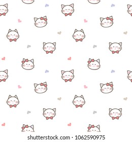 Diseño facial de caricaturas sin problemas en fondo blanco con corazones