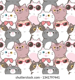 Nahtloses Muster mit Cute Cartoon Cat Design